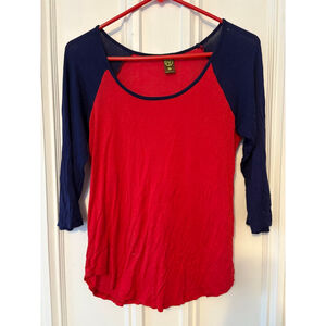 24/7 Comfort Apparel women's Red Navy Blue Long Sleeve baseball Tee S